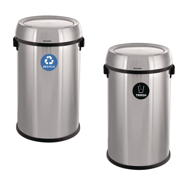 Alpine Industries 17 Gallon Stainless Steel Open Top Recycling Bin and Trash Receptacle (ALHALP47065LRT) Each