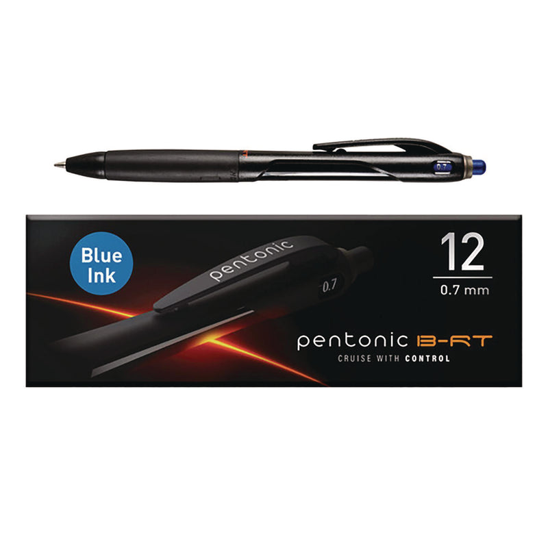 TOPS™ PENTONIC Retractable Ballpoint Pen, Fine 0.7 mm, Blue Ink, Blue Barrel, 12/Pack (PNT12123) Pack of 12