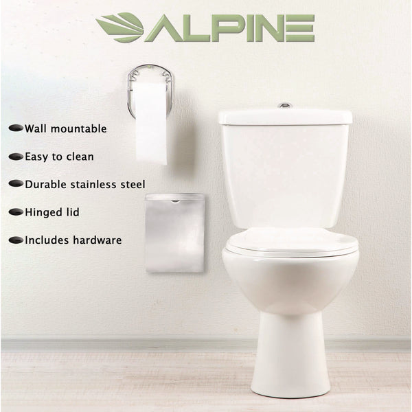 Alpine Industries Stainless Steel Wall-Mounted Sanitary Napkin Receptacle (ALHALP451SSB) Each