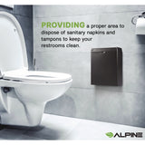 Alpine Industries Stainless Steel Wall-Mounted Sanitary Napkin Receptacle, Black (ALHALP451SSBBLK) Each