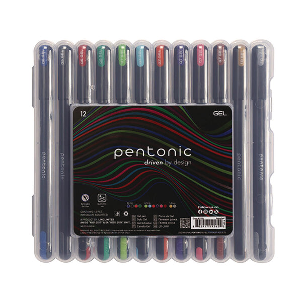 TOPS™ PENTONIC Gel Stick Pen Set, (4) 0.6mm Fine Tip, (6) 0.7mm Fine Tip, (2) 1 mm Medium Tip, Assorted Ink/Barrel Colors, 12/Pack (PNT12185) Pack of 12