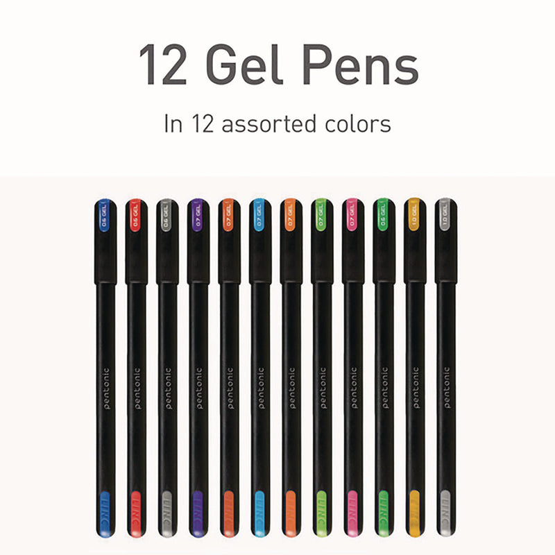 TOPS™ PENTONIC Gel Stick Pen Set, (4) 0.6mm Fine Tip, (6) 0.7mm Fine Tip, (2) 1 mm Medium Tip, Assorted Ink/Barrel Colors, 12/Pack (PNT12185) Pack of 12