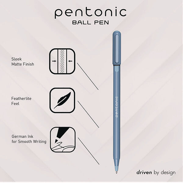 TOPS™ PENTONIC Frost Pen, Stick, Fine 0.7 mm, Blue Ink, Frosted Blue Barrel, 10/Pack (PNT13085) Pack of 10