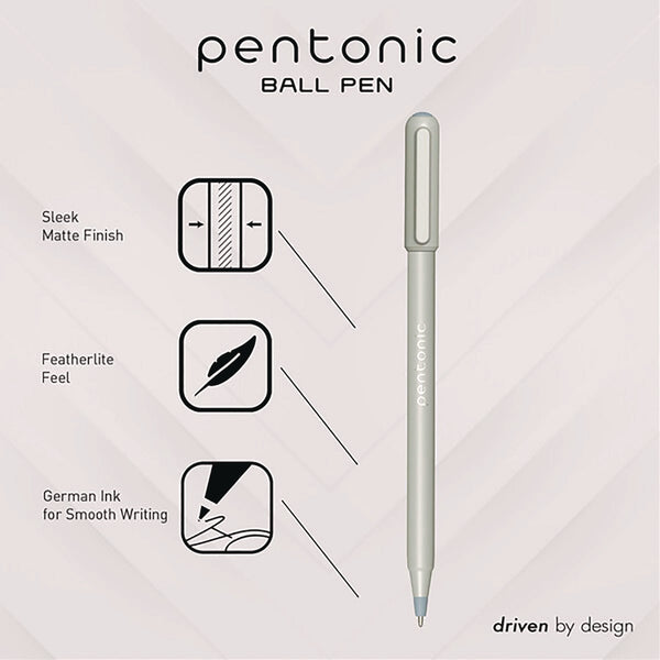 TOPS™ PENTONIC Frost Pen, Stick, Fine 0.7 mm, Black Ink, Pale Gray Barrel, 10/Pack (PNT13086) Pack of 10