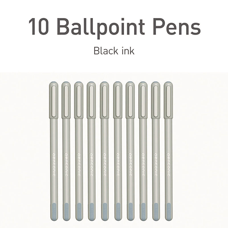 TOPS™ PENTONIC Frost Pen, Stick, Fine 0.7 mm, Black Ink, Pale Gray Barrel, 10/Pack (PNT13086) Pack of 10