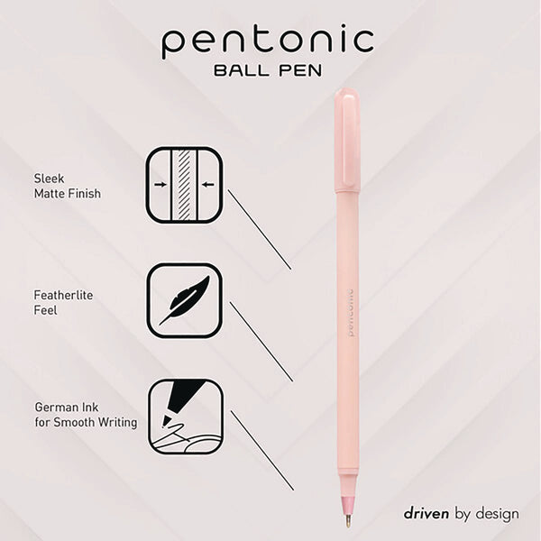 TOPS™ PENTONIC Frost Pen, Stick, Fine 0.7 mm, Red Ink, Pale Pink Barrel, 10/Pack (PNT13087) Pack of 10