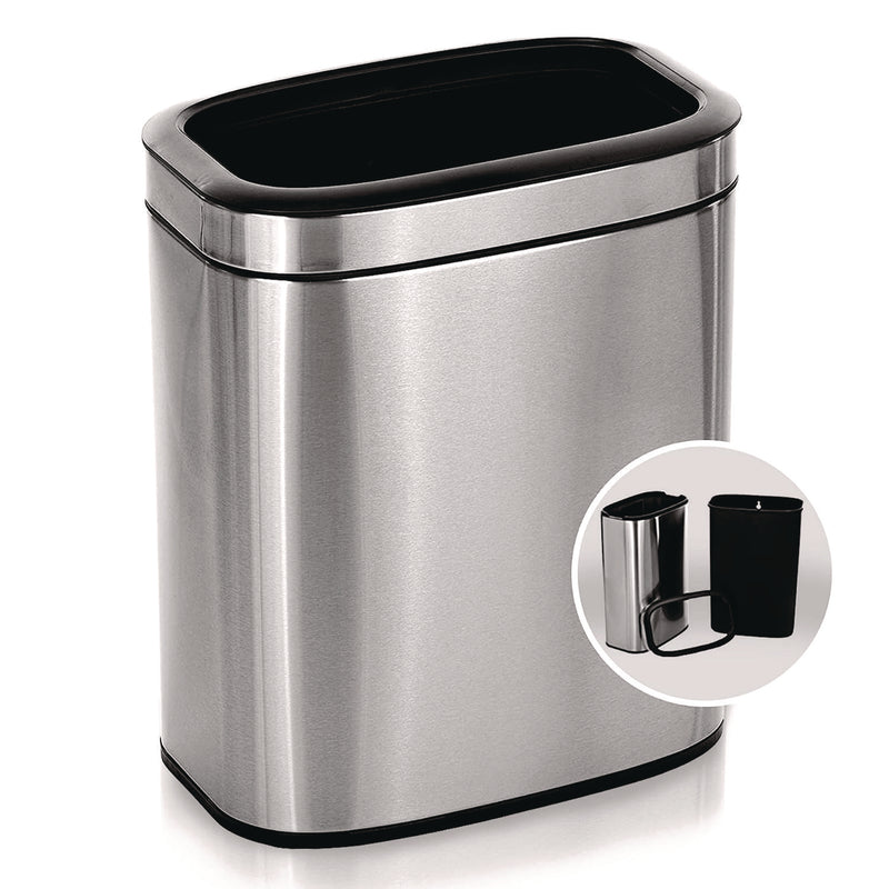 Alpine Industries Stainless Steel Rectangular Liner Open Top Trash Can, 5.3 gal, Brushed Stainless Steel (ALHALP47020L) Each