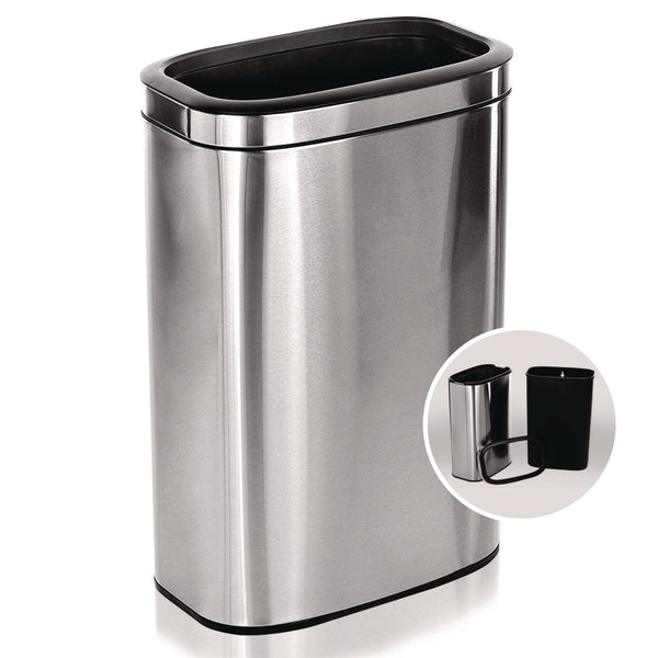 Alpine Industries Stainless Steel Rectangular Liner Open Top Trash Can, 10.5 gal, Brushed Stainless Steel (ALHALP47040L) Each