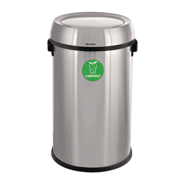 Alpine Industries 17 Gallon Stainless Steel Indoor Compost Receptacle with Swivel Lid (ALHALP47065L1CO) Each