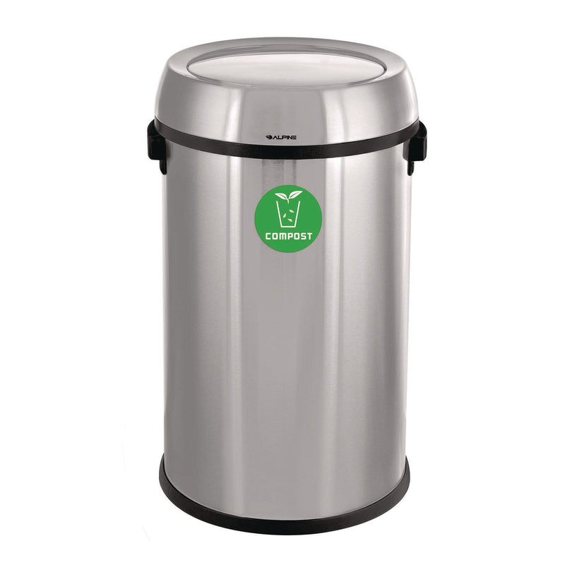 Alpine Industries 17 Gallon Stainless Steel Indoor Compost Receptacle with Swivel Lid (ALHALP47065L1CO) Each