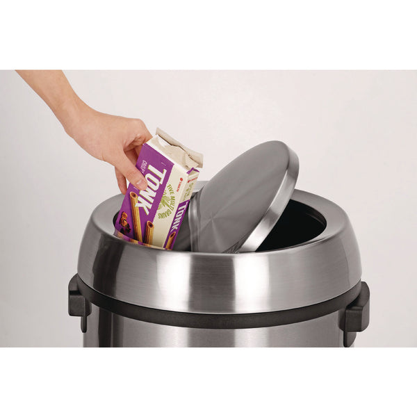 Alpine Industries 17 Gal Stainless Steel Swivel Trash Can Cover, 15.7 x 15.67 x 15.67, Silver (ALHALP47065LC) Each