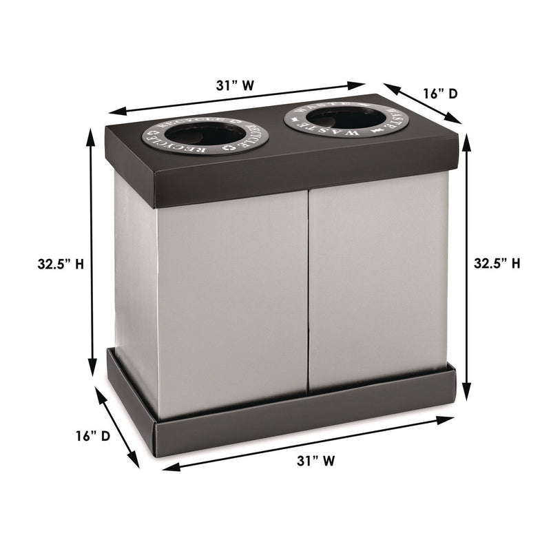 Alpine Industries 28 Gal Indoor Trash Can and Recycling Bin, Corrugated Polypropylene, Gray, 2 Bin (ALHALP47102BLK) Each