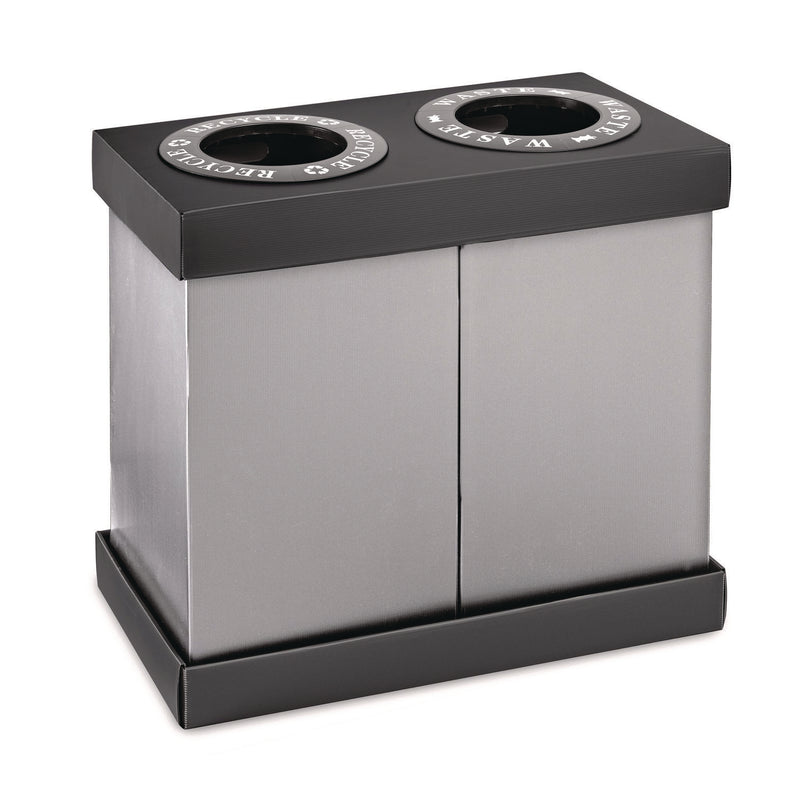 Alpine Industries 28 Gal Indoor Trash Can and Recycling Bin, Corrugated Polypropylene, Gray, 2 Bin (ALHALP47102BLK) Each