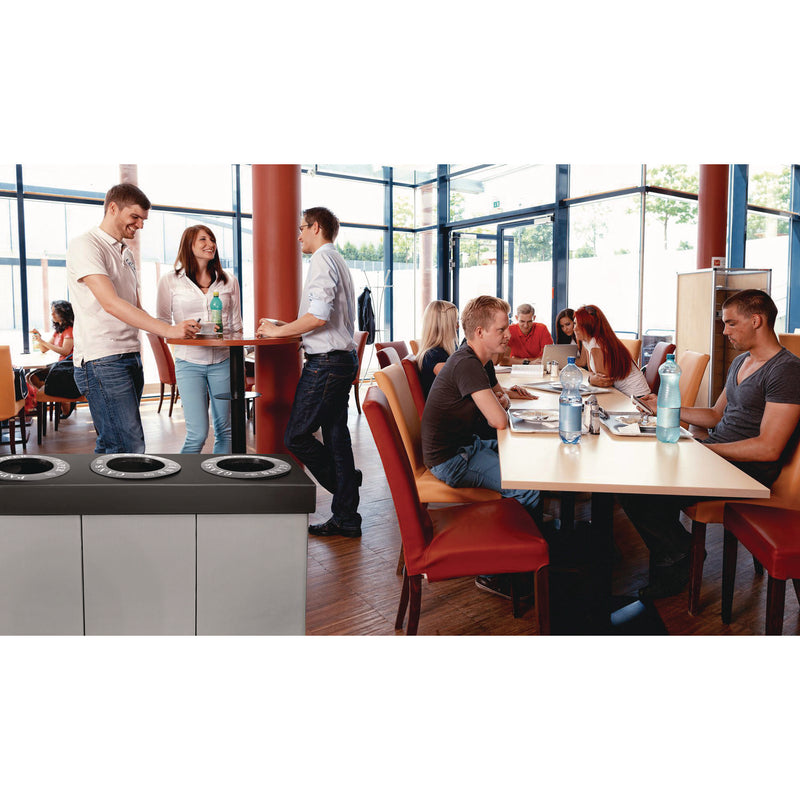 Alpine Industries 28 Gal. Indoor Trash Cans and Recycling Bins, Corrugated Polypropylene, Gray, 3 Bin (ALHALP47103BLK) Each