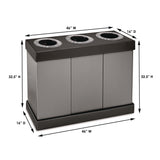 Alpine Industries 28 Gal. Indoor Trash Cans and Recycling Bins, Corrugated Polypropylene, Gray, 3 Bin (ALHALP47103BLK) Each