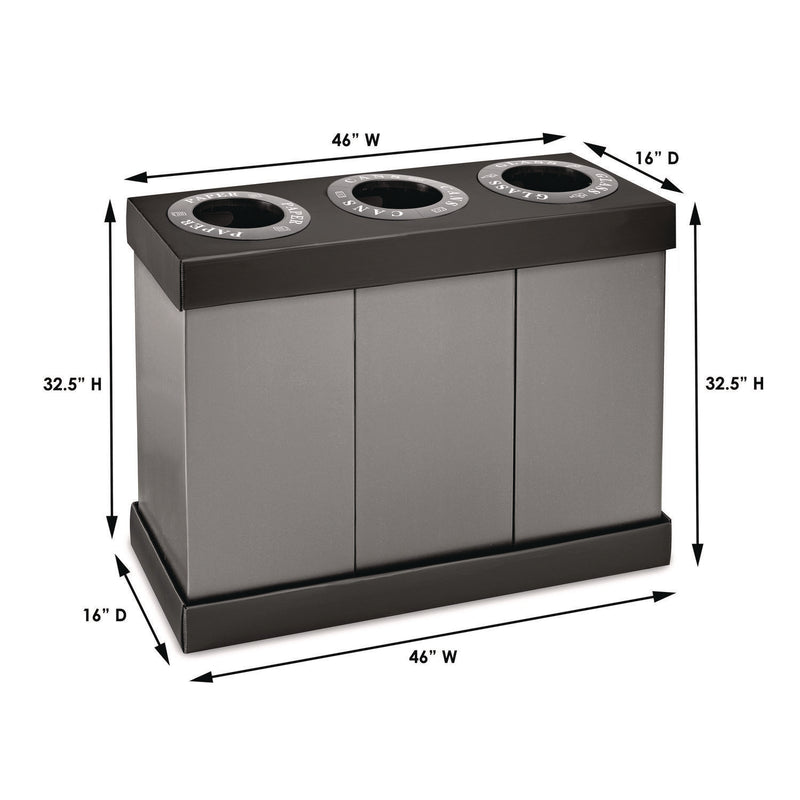 Alpine Industries 28 Gal. Indoor Trash Cans and Recycling Bins, Corrugated Polypropylene, Gray, 3 Bin (ALHALP47103BLK) Each