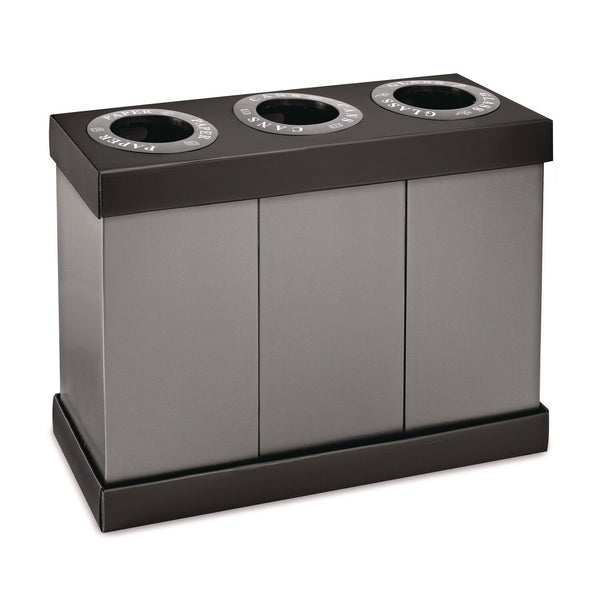 Alpine Industries 28 Gal. Indoor Trash Cans and Recycling Bins, Corrugated Polypropylene, Gray, 3 Bin (ALHALP47103BLK) Each