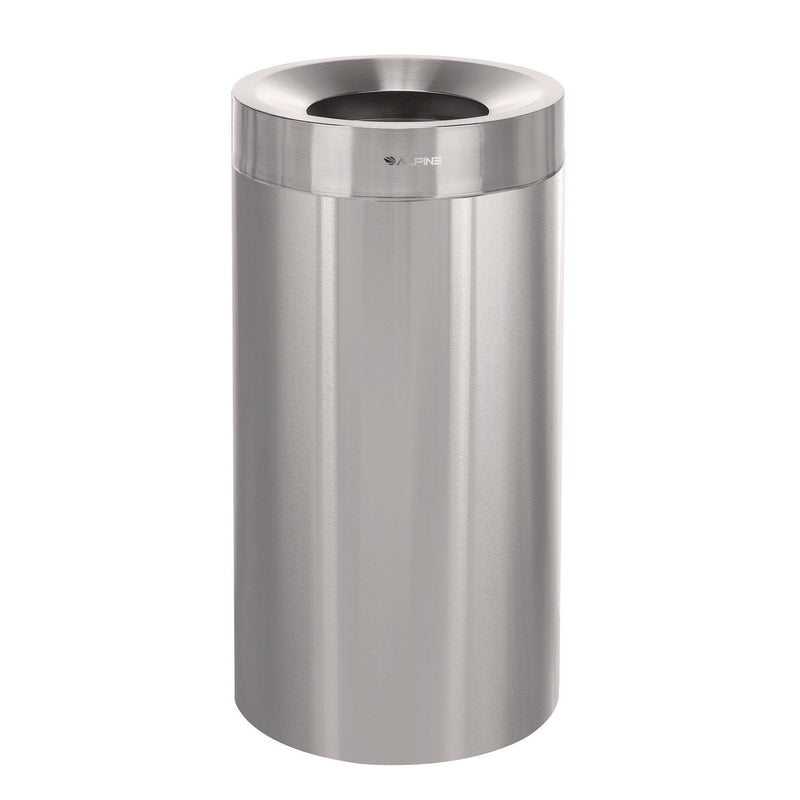 Alpine Industries 27 Gallon Stainless Steel Commercial Indoor Trash Can, Brushed Stainless Steel (ALHALP47527) Each