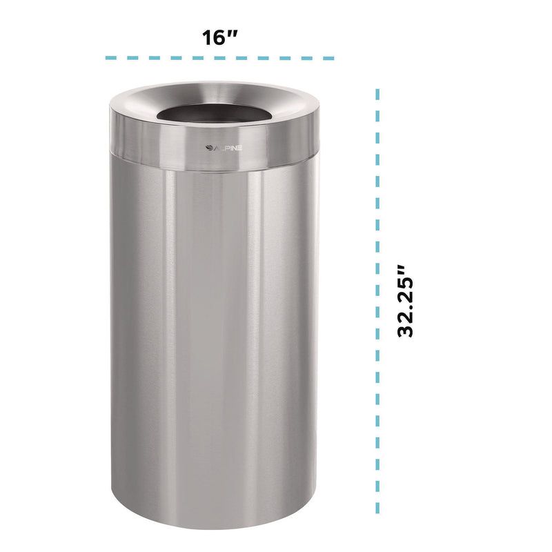 Alpine Industries 27 Gallon Stainless Steel Commercial Indoor Trash Can, Brushed Stainless Steel (ALHALP47527) Each