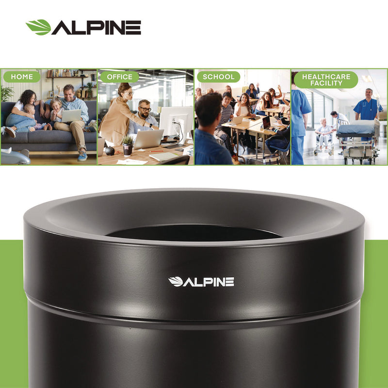 Alpine Industries 27 Gallon Stainless Steel Commercial Indoor Trash Can, Black (ALHALP47527BLK) Each