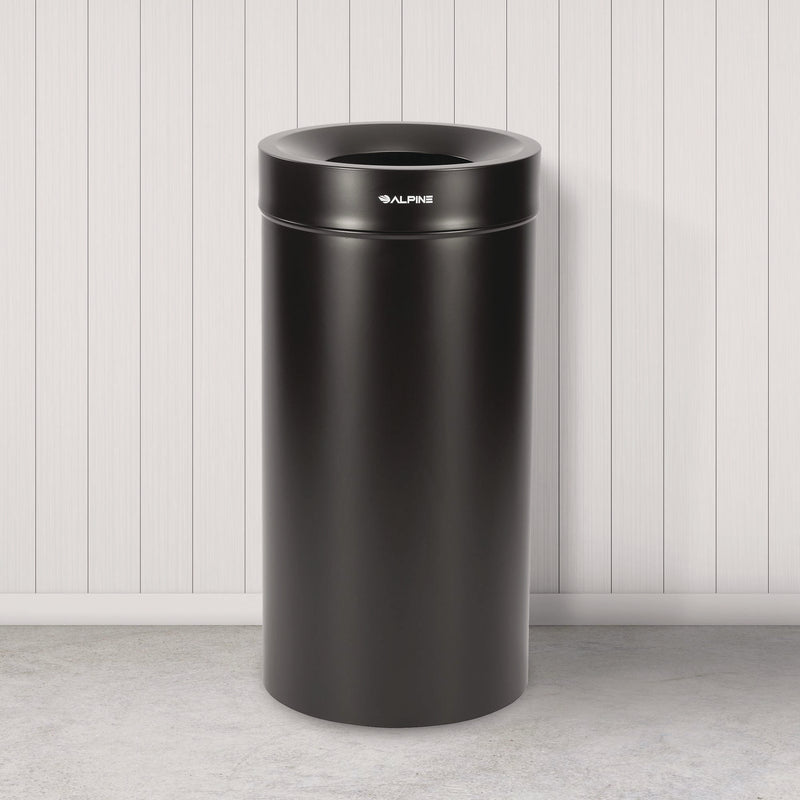 Alpine Industries 27 Gallon Stainless Steel Commercial Indoor Trash Can, Black (ALHALP47527BLK) Each