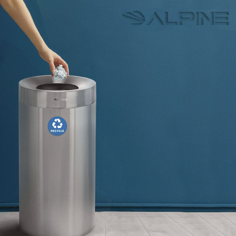 Alpine Industries 27 Gallon Stainless Steel Recycling Can, Brushed Stainless Steel (ALHALP47527R) Each