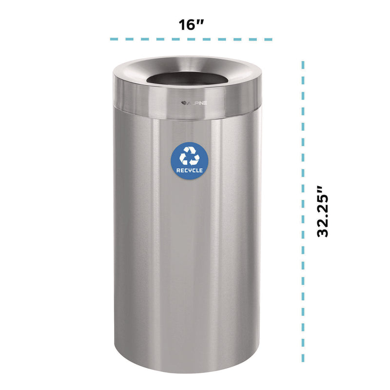 Alpine Industries 27 Gallon Stainless Steel Recycling Can, Brushed Stainless Steel (ALHALP47527R) Each