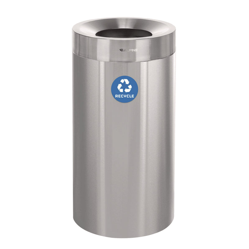 Alpine Industries 27 Gallon Stainless Steel Recycling Can, Brushed Stainless Steel (ALHALP47527R) Each