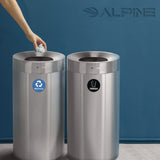 Alpine Industries 27 Gallon Stainless Steel Recycling Can and Trash Receptacle, Brushed Stainless Steel (ALHALP47527RT) Each