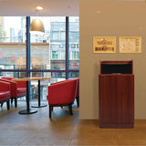 Alpine Industries 32 Gallon Wooden Enclosed Waste Receptacle with Drop Hole, Mahogany (ALHALP476DHMA) Each