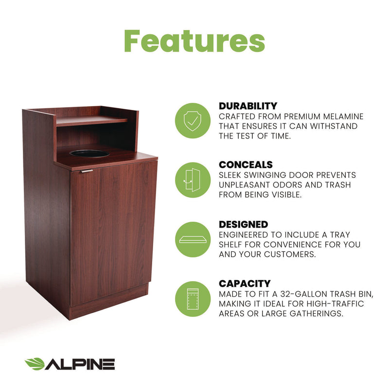Alpine Industries 32 Gallon Wooden Enclosed Waste Receptacle with Drop Hole, Mahogany (ALHALP476DHMA) Each