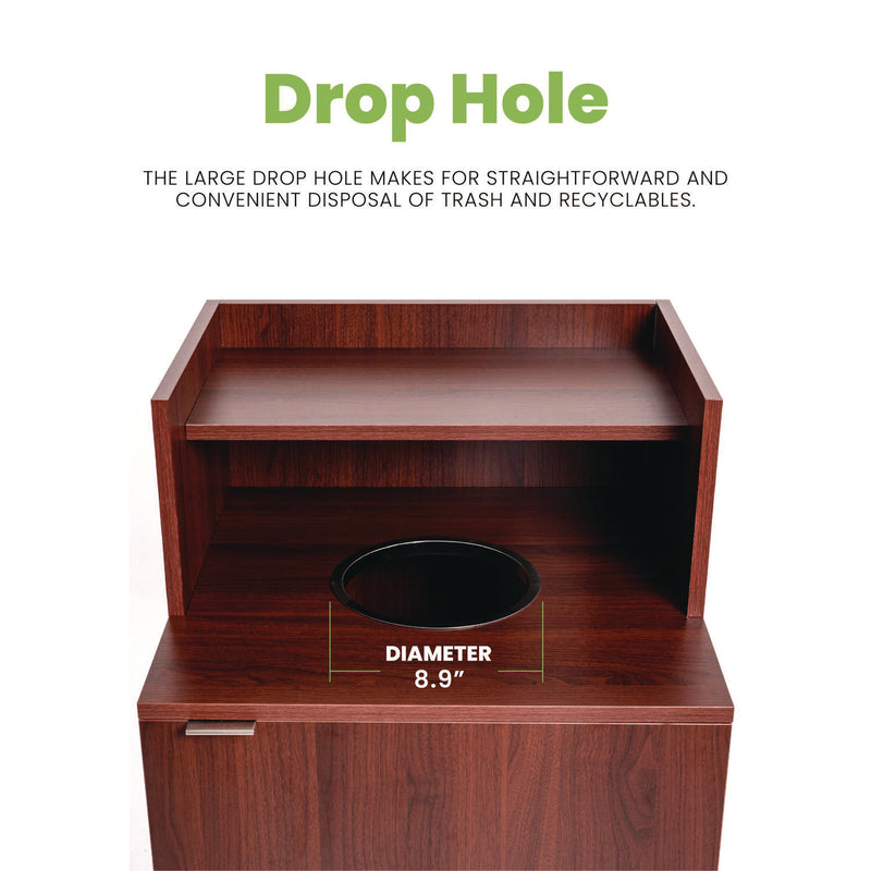 Alpine Industries 32 Gallon Wooden Enclosed Waste Receptacle with Drop Hole, Mahogany (ALHALP476DHMA) Each