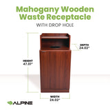 Alpine Industries 32 Gallon Wooden Enclosed Waste Receptacle with Drop Hole, Mahogany (ALHALP476DHMA) Each