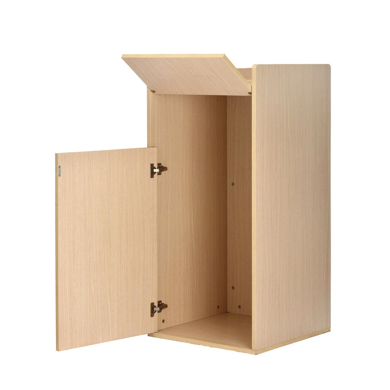 Alpine Industries 40 Gal Commercial Tray Top Waste Enclosure Trash Receptacle, 40 gal, Wood, Medium Oak (ALHALP476MEO) Each