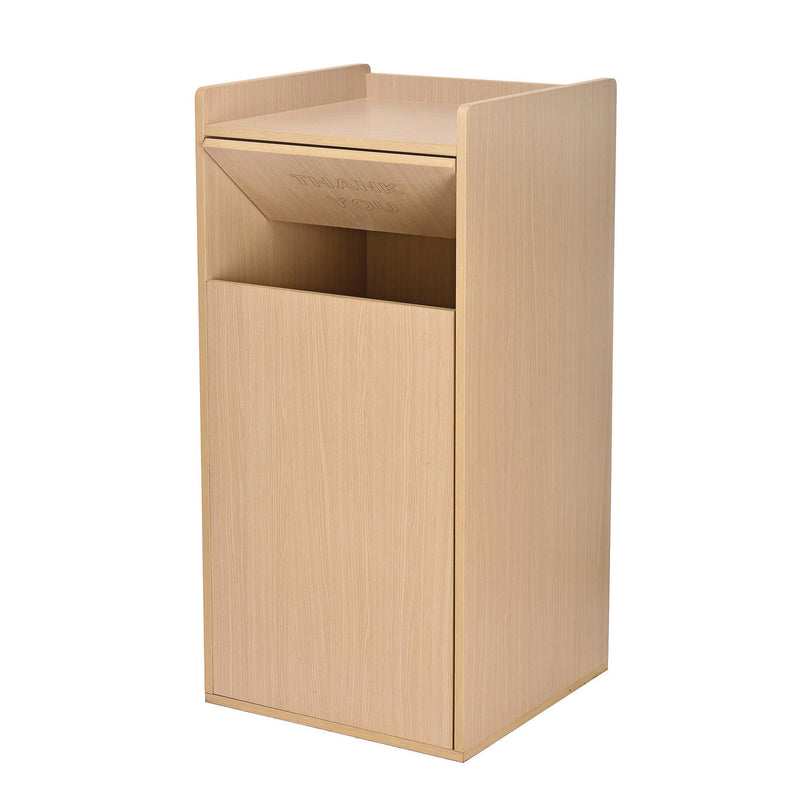 Alpine Industries 40 Gal Commercial Tray Top Waste Enclosure Trash Receptacle, 40 gal, Wood, Medium Oak (ALHALP476MEO) Each