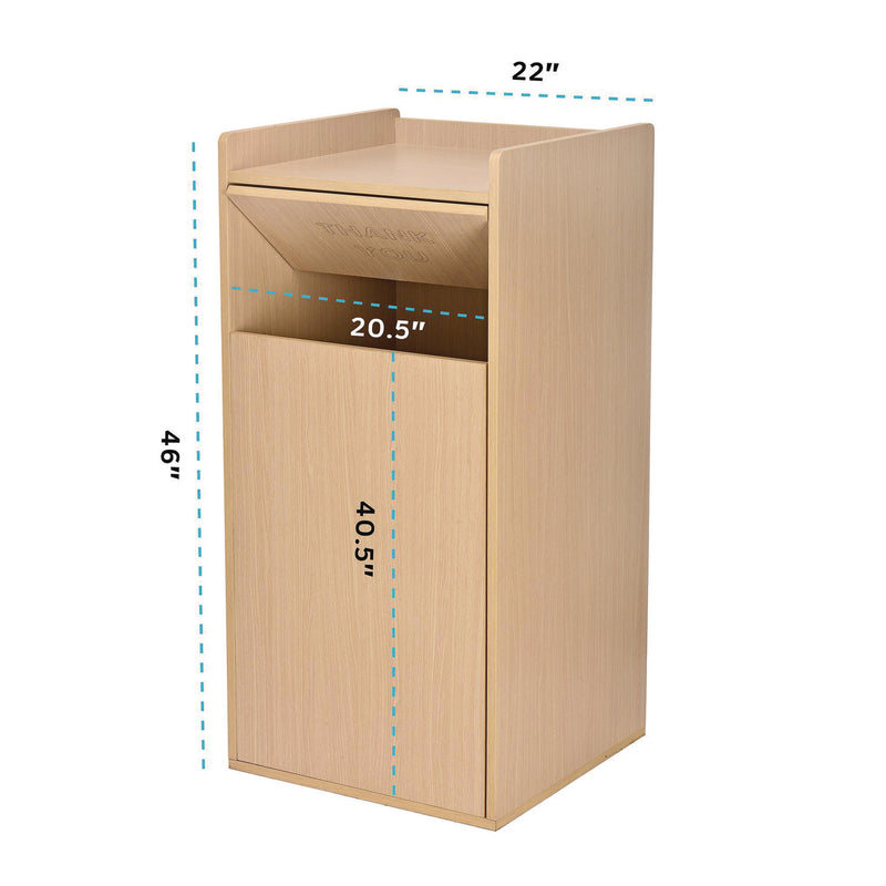 Alpine Industries 40 Gal Commercial Tray Top Waste Enclosure Trash Receptacle, 40 gal, Wood, Medium Oak (ALHALP476MEO) Each