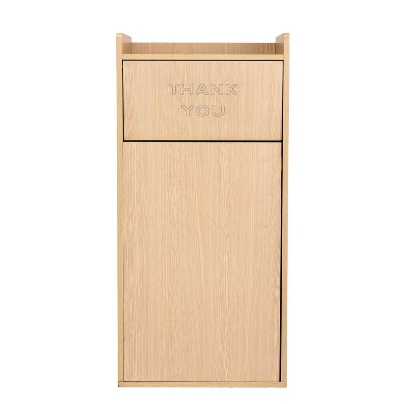 Alpine Industries 40 Gal Commercial Tray Top Waste Enclosure Trash Receptacle, 40 gal, Wood, Medium Oak (ALHALP476MEO) Each