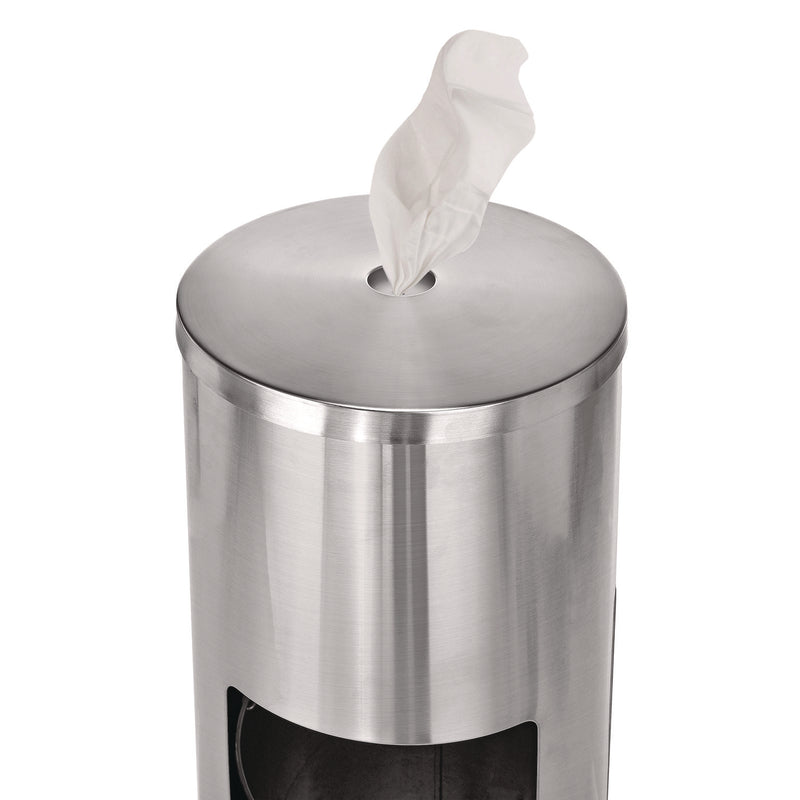 Alpine Industries Stainless Steel 7 Gal Trash Can with Gym Disinfecting Wipes Dispenser (ALHALP4777) Each