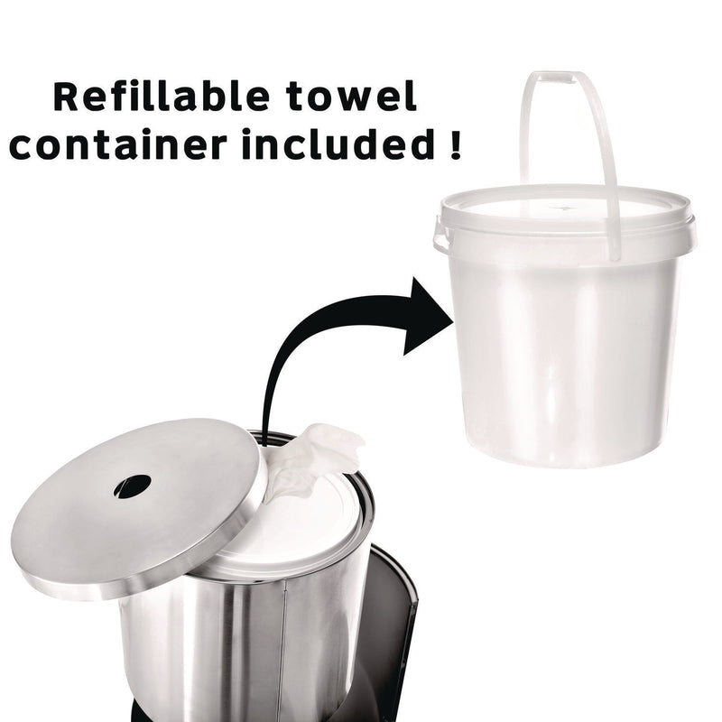 Alpine Industries Stainless Steel 7 Gal Trash Can with Gym Disinfecting Wipes Dispenser (ALHALP4777) Each