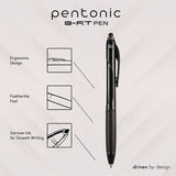 TOPS™ PENTONIC Retractable Ballpoint Pen, Fine 0.7 mm, Black Ink, Black Barrel, 12/Pack (PNT12120) Pack of 12