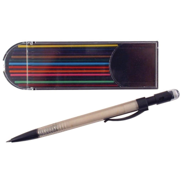 TPG Creations™ Mechanical Color Pencil Set, 2 mm, 12 Assorted Lead Refills, Gray Barrel, 72/Carton (TPG33072) Case of 72