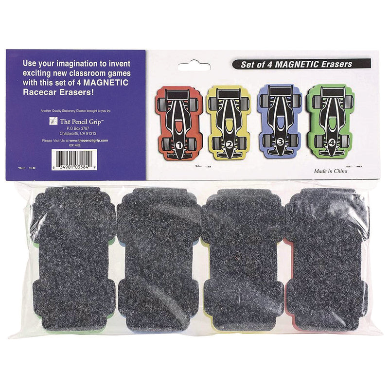 TPG Creations™ Magnetic Racecar Whiteboard Eraser, 4.5 x 2.6 x 1, 4/Pack, 24 Packs/Carton (TPG35824) Case of 24