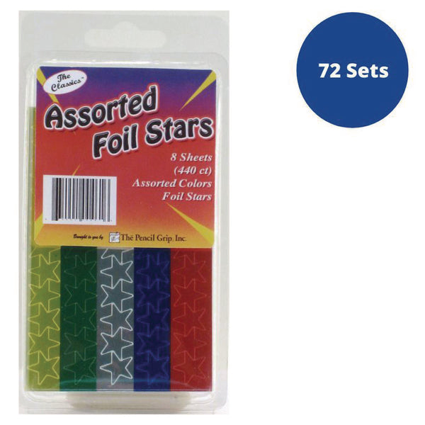 TPG Creations™ Foil Star Stickers, Assorted Colors, 55/Sheet, 8 Sheets/Pack, 72 Packs/Carton (TPG46172) Case of 72
