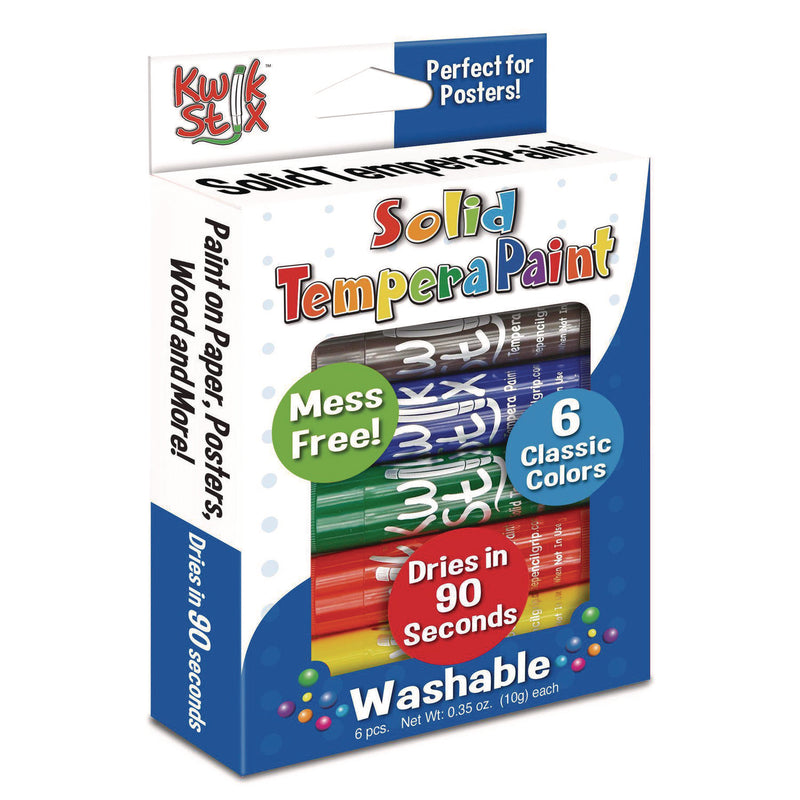 TPG Creations™ Kwik Stix Tempera Paint Set, 0.7" x 3.5", Assorted, 6 Sticks/Pack, 24 Packs/Carton (TPG60124) Case of 6