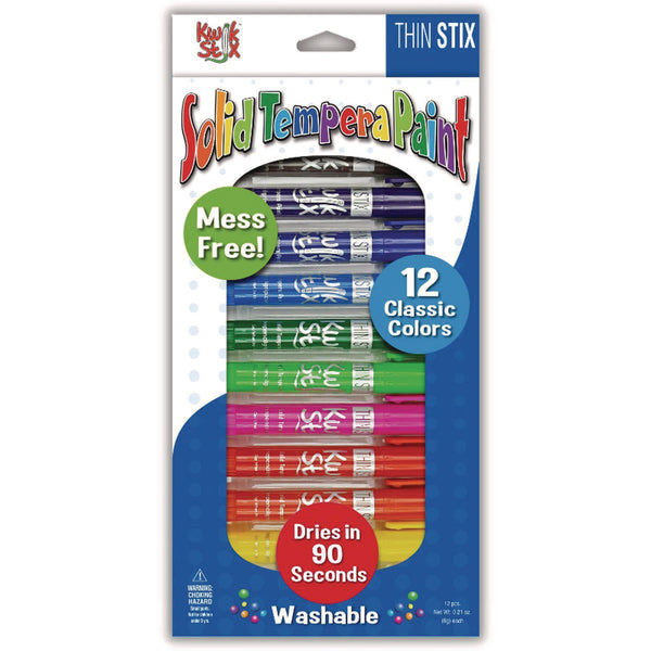 TPG Creations™ Thin Stix Tempera Paint Set, 12 Assorted Classic Colors, 12/Set, 12 Sets/Carton (TPG60812) Case of 12