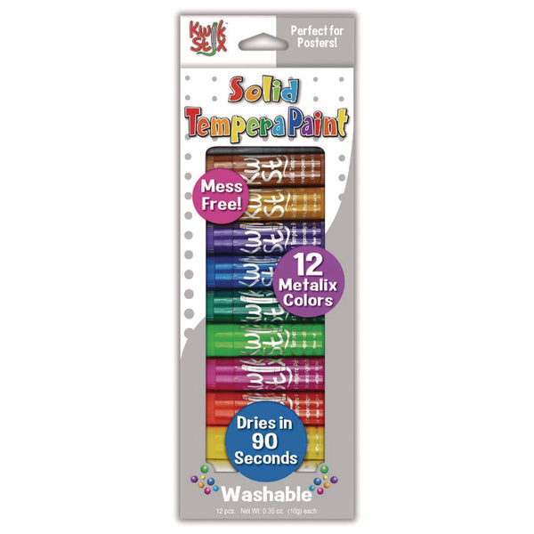 TPG Creations™ Kwik Stix Tempera Paint Set, 12 Assorted Metallic Colors, 12/Set, 12 Sets/Carton (TPG61412) Case of 12