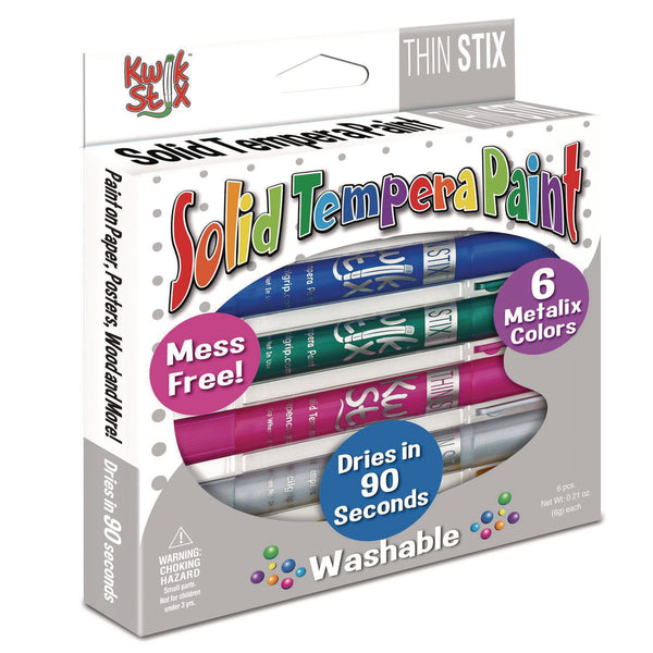 TPG Creations™ Thin Stix Tempera Paint Set, 6 Assorted Metallic Colors, 6/Set, 24 Sets/Carton (TPG61924) Case of 24