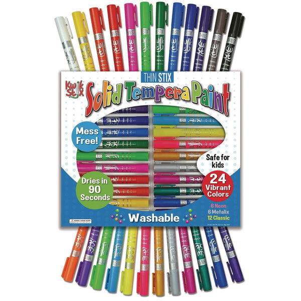 TPG Creations™ Thin Stix Tempera Paint Set, 12 Assorted Metallic Colors, 24/Set, 6 Sets/Carton (TPG62006) Case of 6