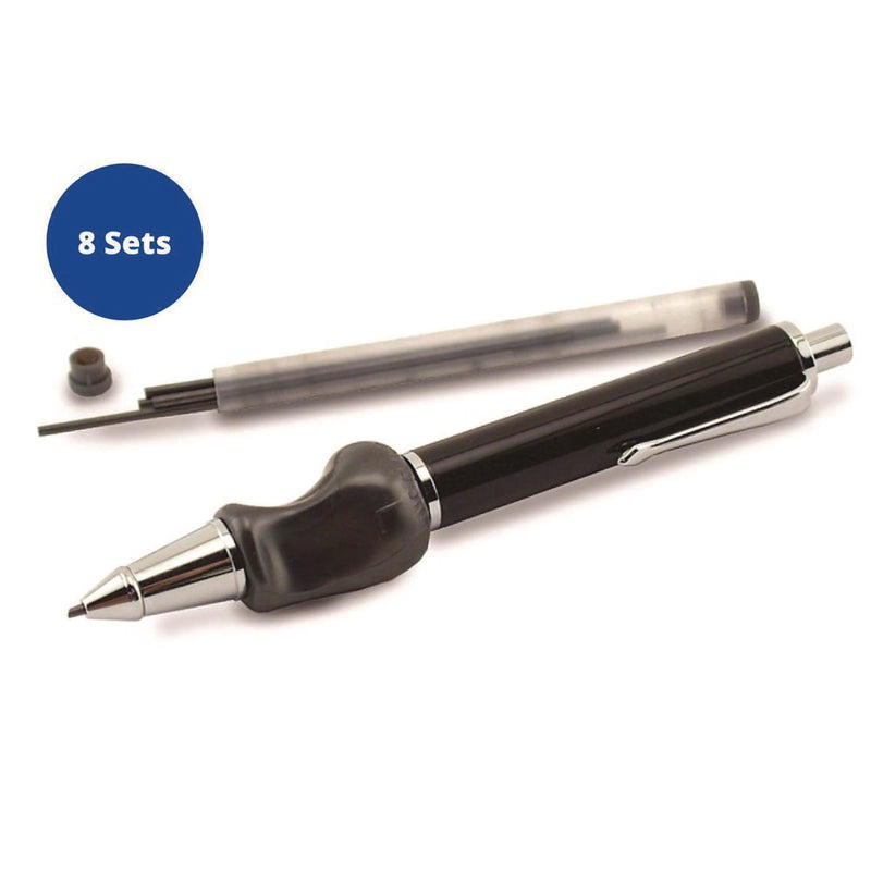 TPG Creations™ Heavyweight Mechanical Pencil Set w/The Pencil Grip, 2 mm Lead Refills, HB (#2), Black Lead, Black/Navy/Silver Barrel, 8/CT (TPG65208) Case of 8