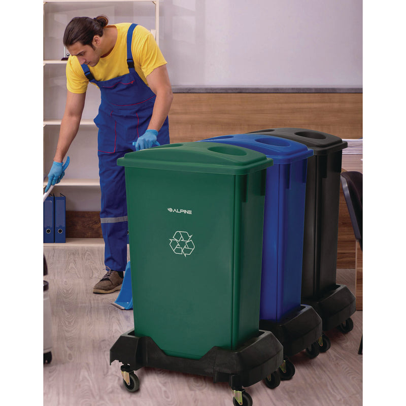 Alpine Industries Rectangular Trash Can Dolly, 200 lb Capacity, 8.2 x 24.4 x 15.7, Black (ALHALP477DOLLY) Each